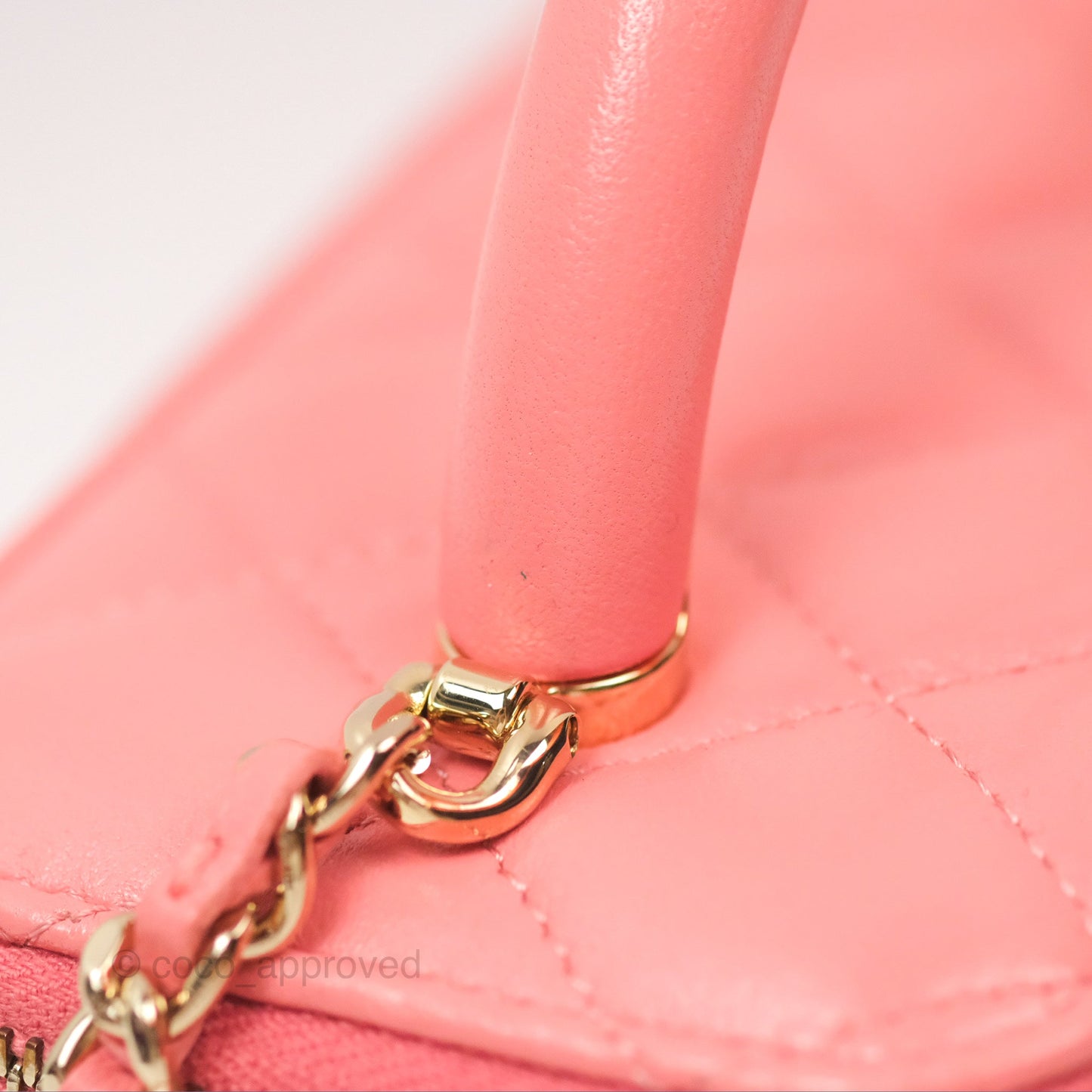 Chanel Vanity Rectangular Top Handle Pink Lambskin Gold Hardware