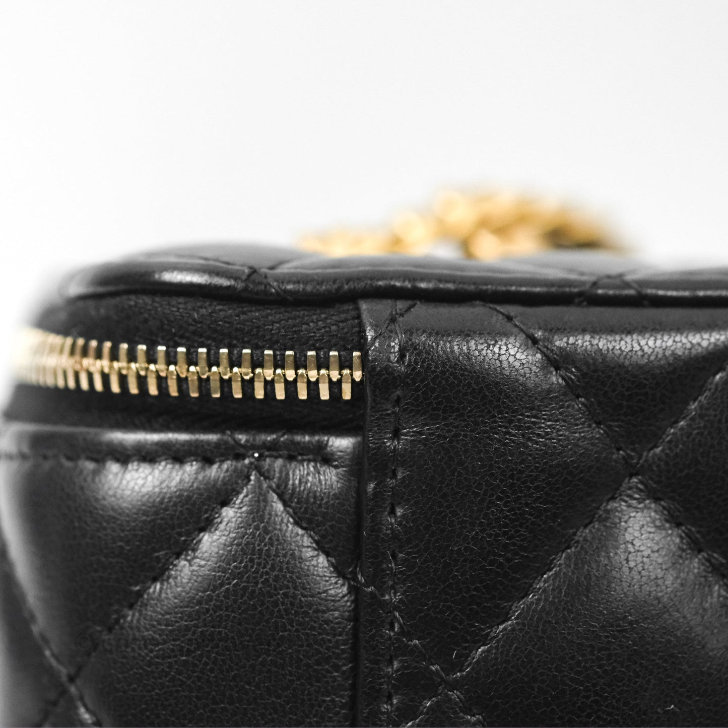 Chanel All Slide Vanity with Adjustable Chain Black Lambskin Aged Gold Hardware