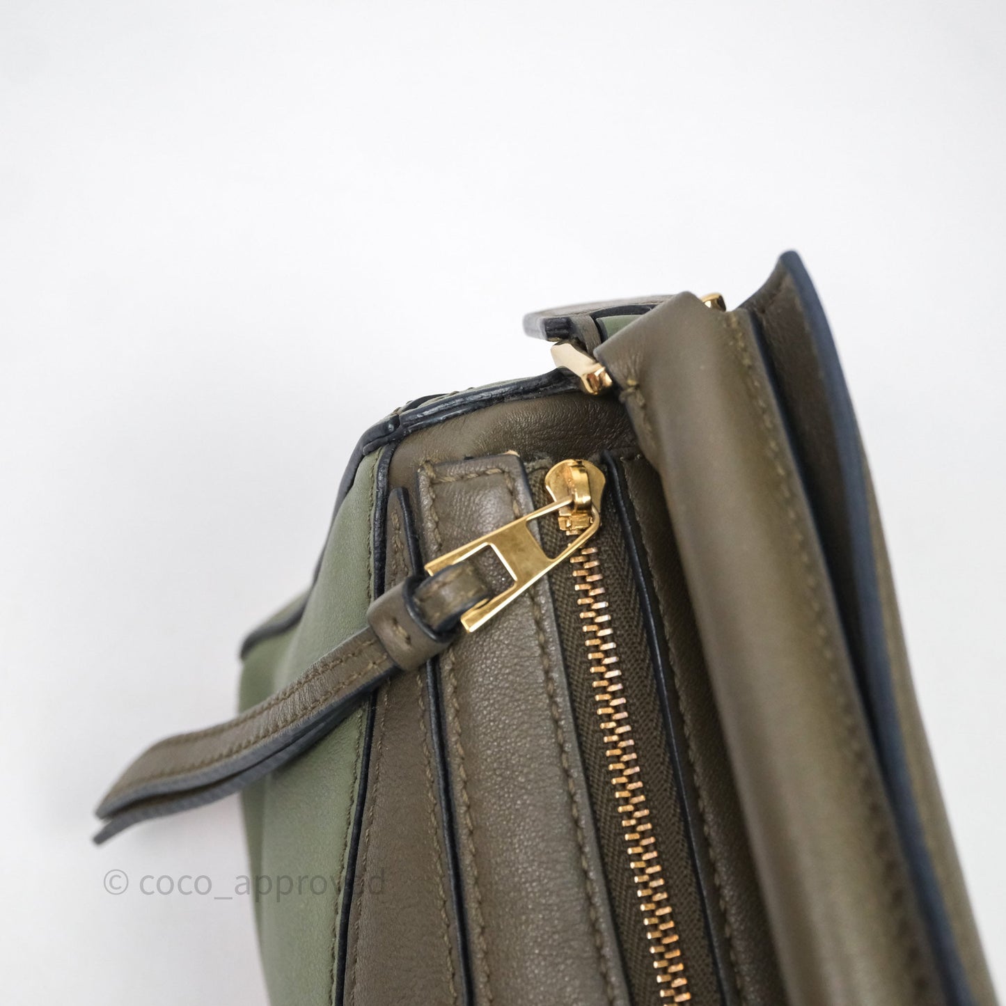Loewe Mini Puzzle Bag Green Calfskin Gold Hardware