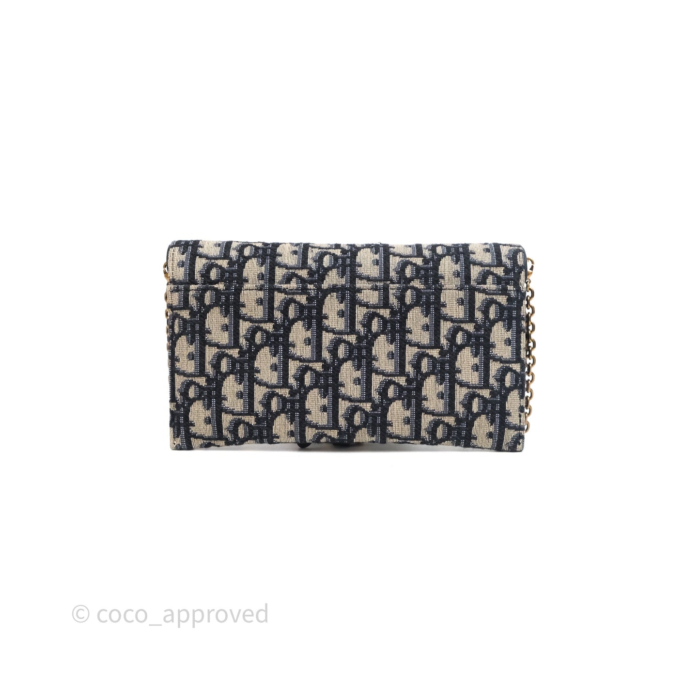 Small Saddle Pouch Wallet with Chain Blue Dior Oblique Jacquard