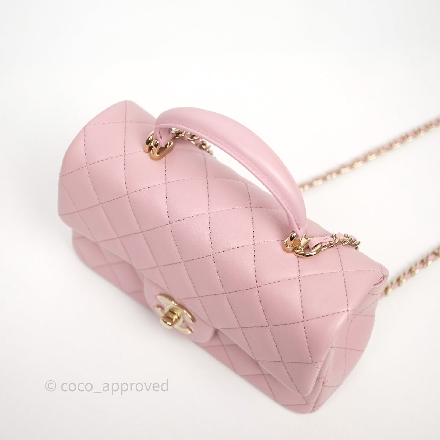 Chanel Top Handle Mini Rectangular Flap Lilac Pink Lambskin Gold Hardware