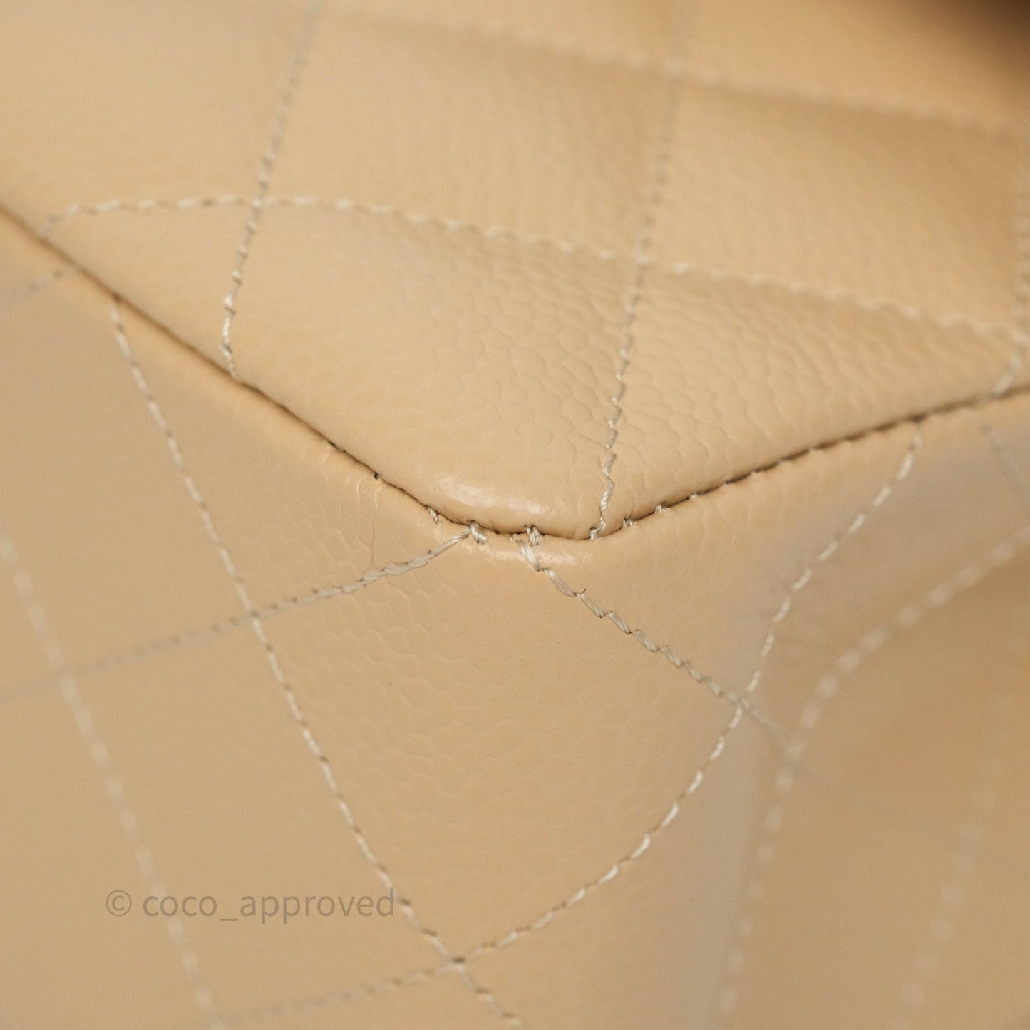 Chanel Small Classic Flap Quilted Beige Caviar Gold Hardware