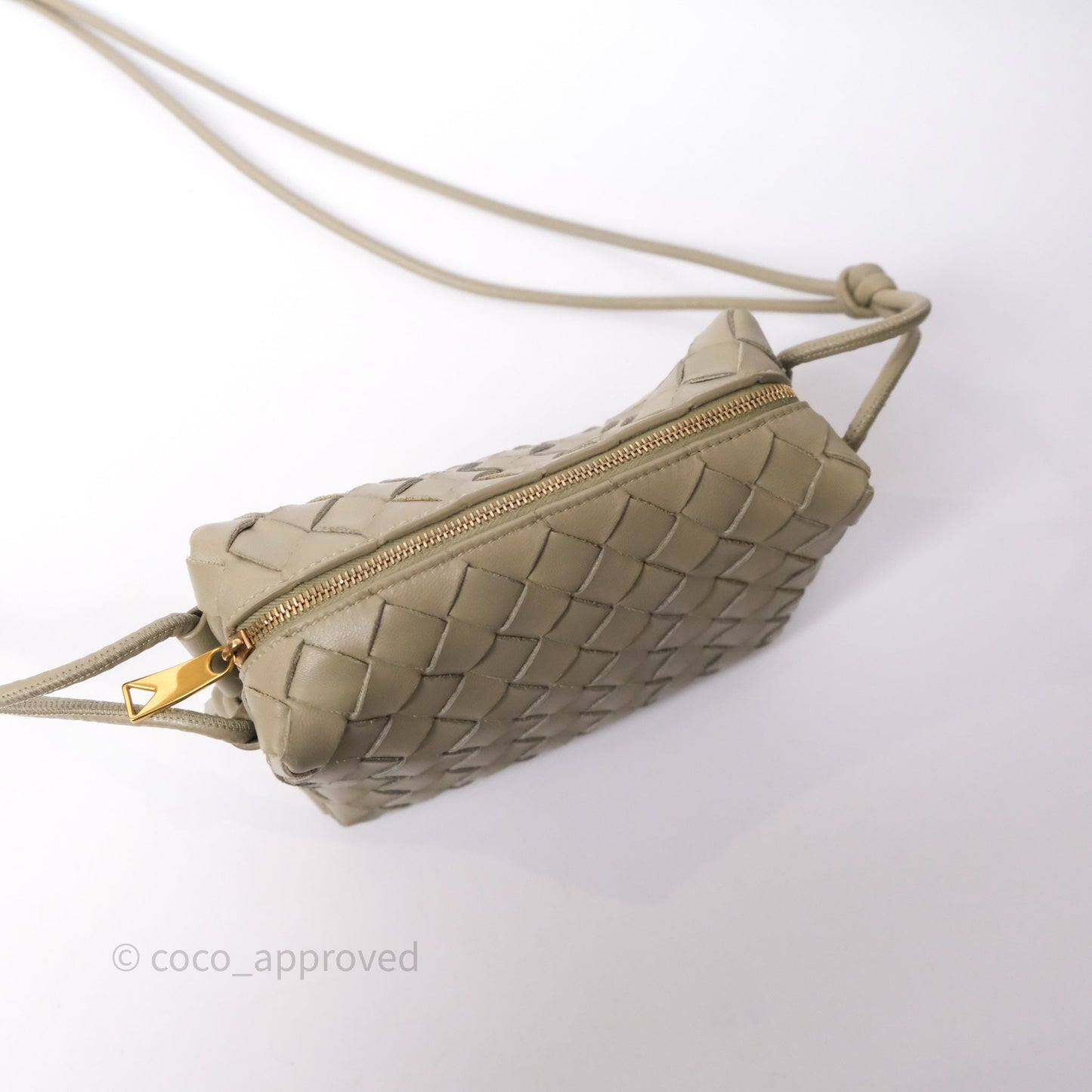Bottega Veneta Mini Loop Camera Bag Intrecciato Lambskin Travertine
