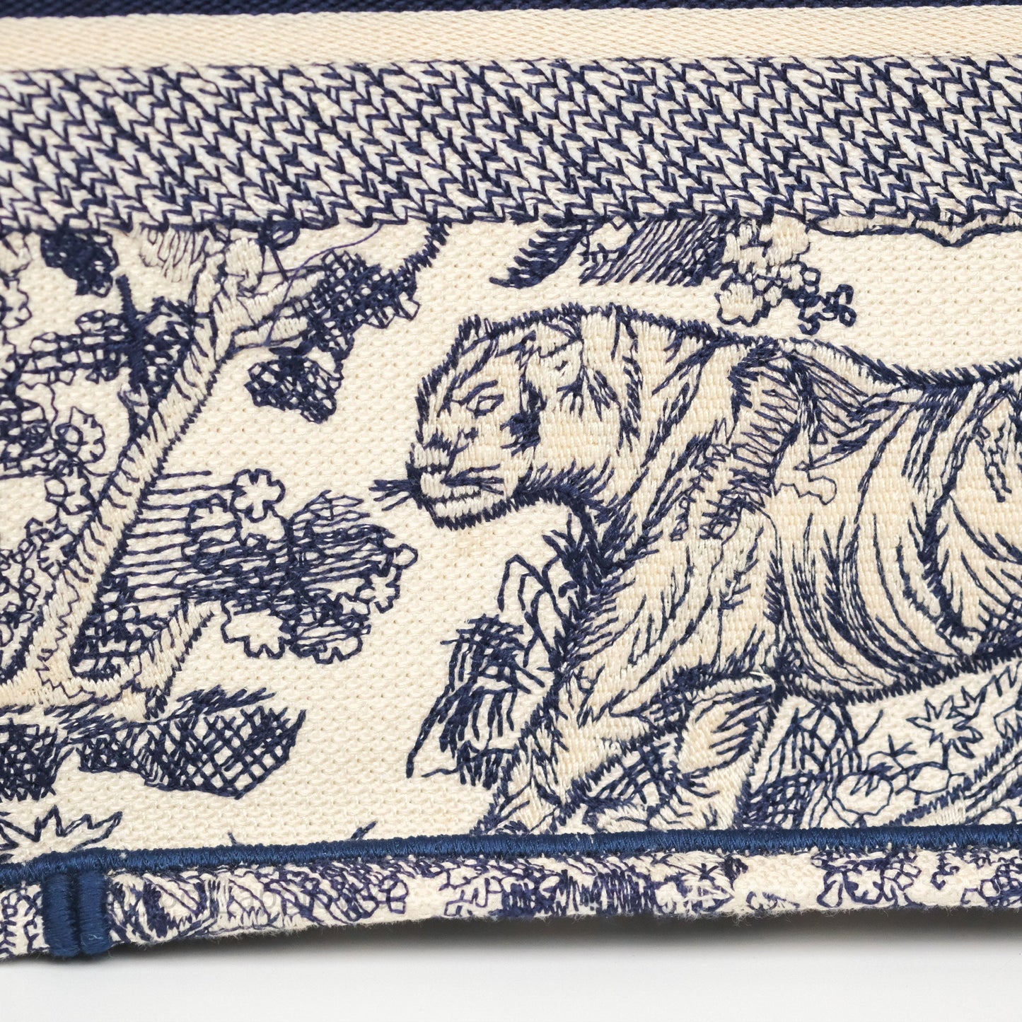 Dior Medium Book Tote White/Blue Toile De Jouy Embroidered Canvas
