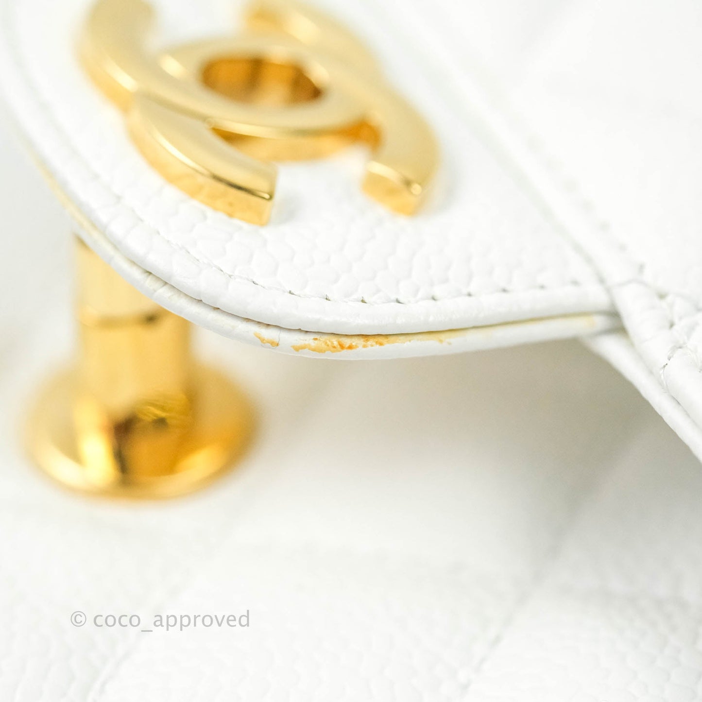 Chanel M/L Medium Double Flap Bag White Caviar Gold Hardware