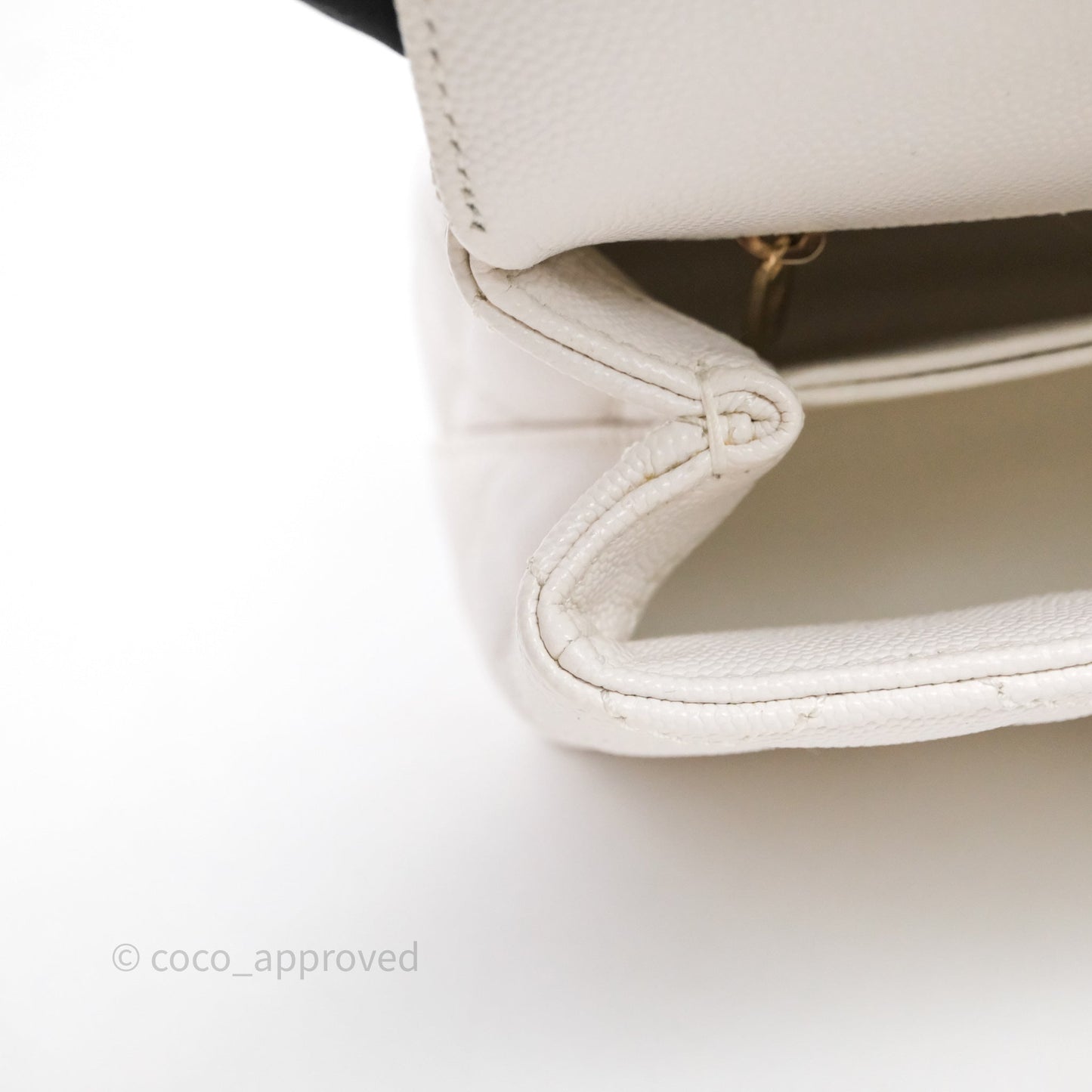 Chanel Mini Coco Handle Quilted White Caviar Gold Hardware