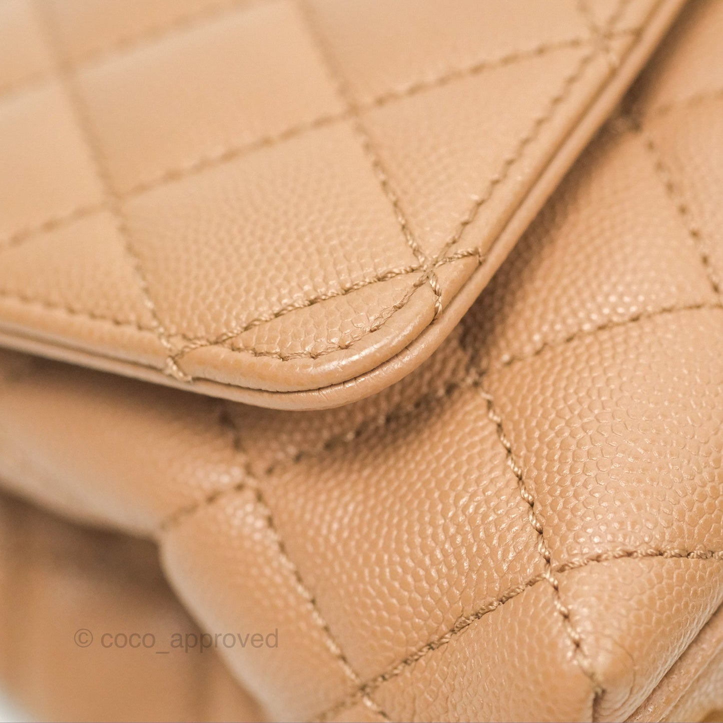 Chanel Mini Coco Handle Quilted Beige Caviar Gold Hardware