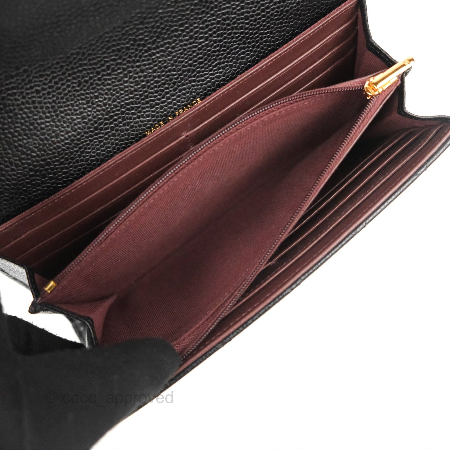Chanel Quilted Classic Zip Long Wallet Black Caviar Gold Hardware
