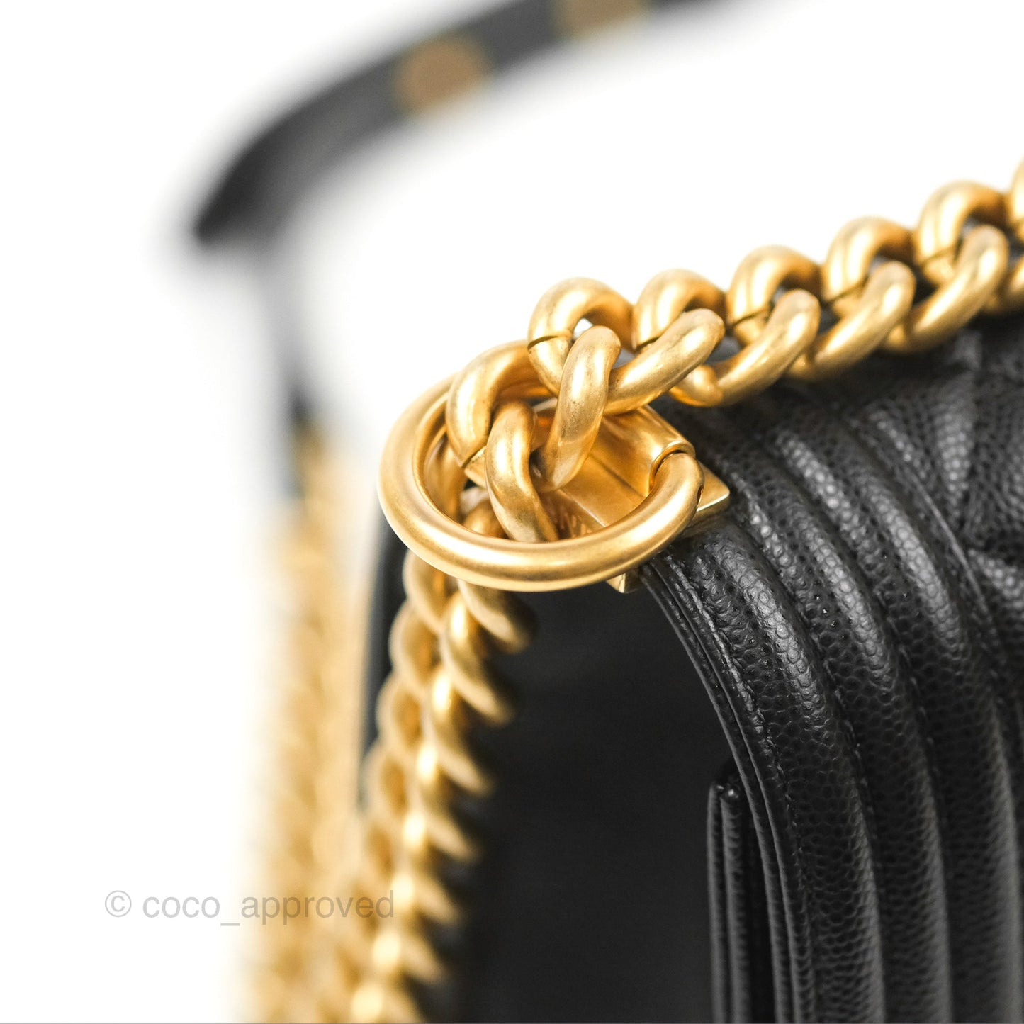 Chanel Quilted Medium Boy Black Caviar Aged Gold Hardware