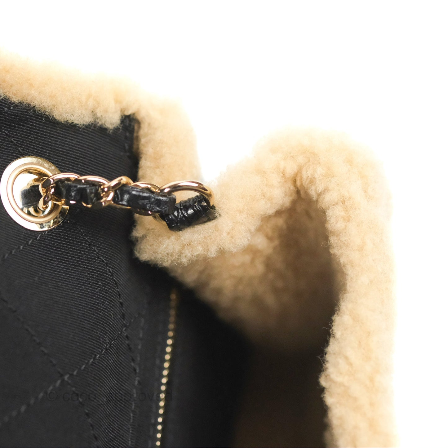 Chanel Mania CC Shearling Flap Bag Black Crumpled Glazed Sheepskin