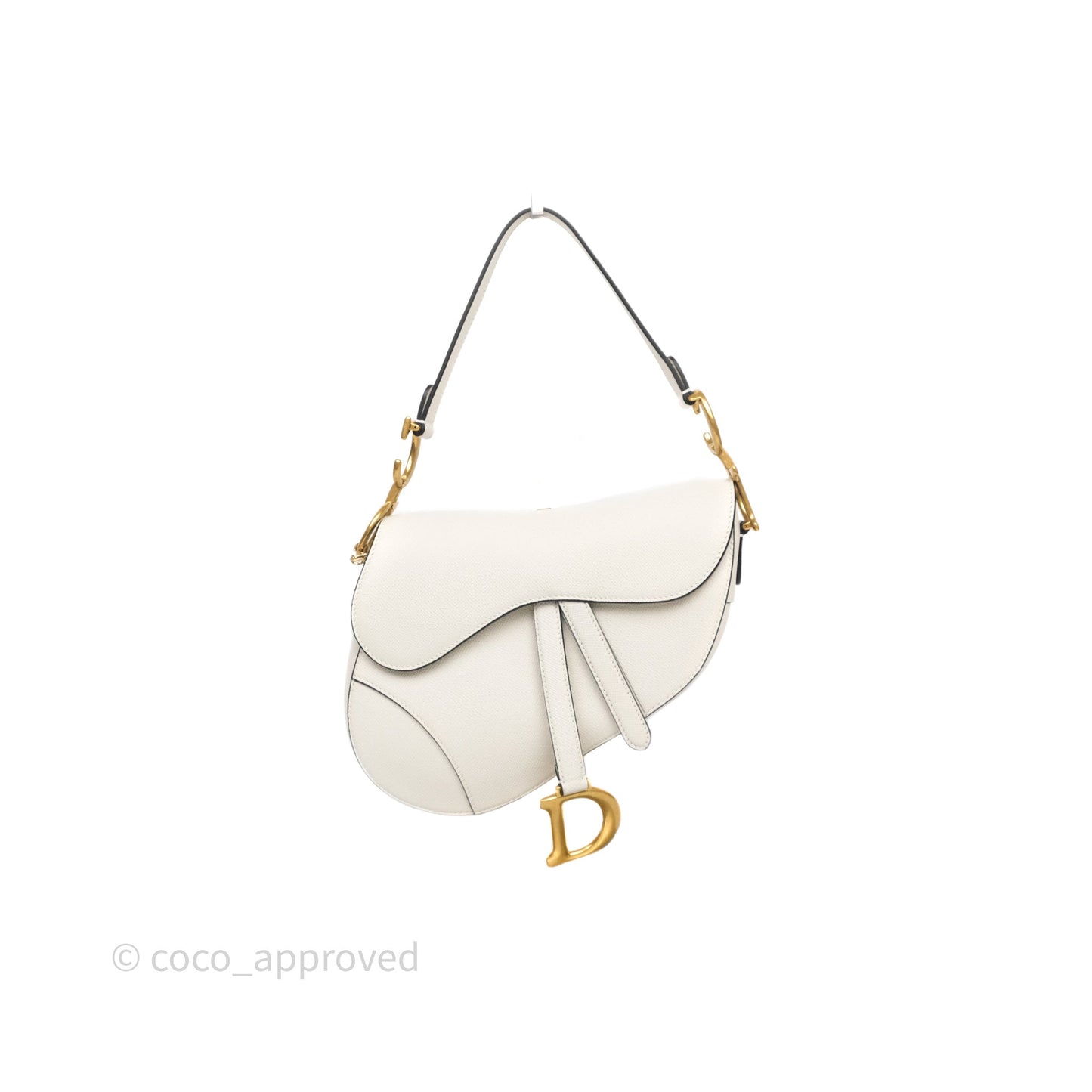 Christian Dior Saddle Bag White Grained Calfskin Gold Hardware