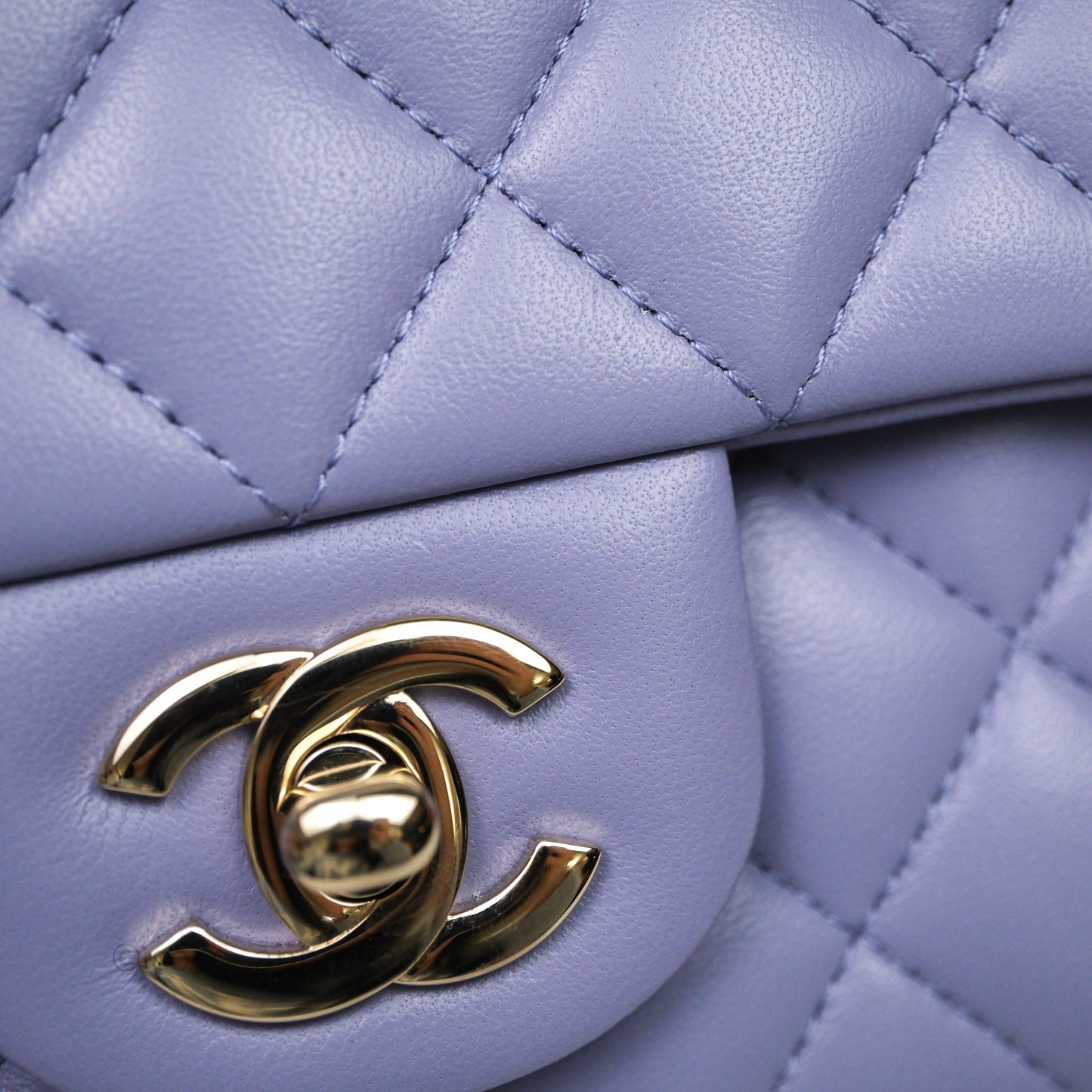 Chanel Top Handle Mini Rectangular Flap Purple Lambskin Gold Hardware