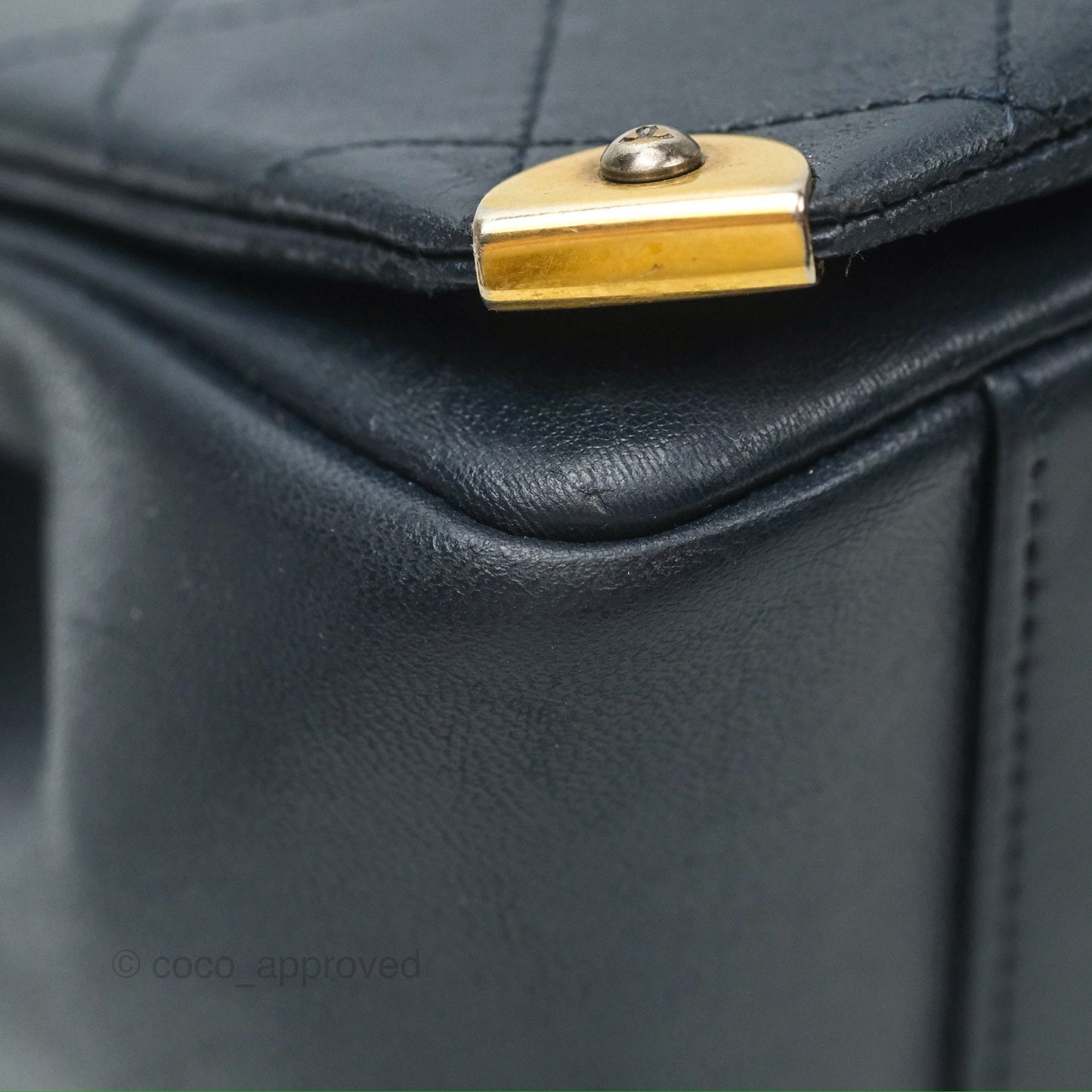 Chanel Medium Around The Corner Shopping Tote Navy Lambskin