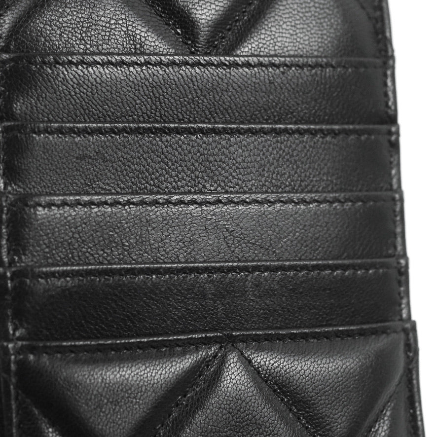 Chanel 19 Phone Holder Long Zip Wallet Black Goatskin Gold Hardware