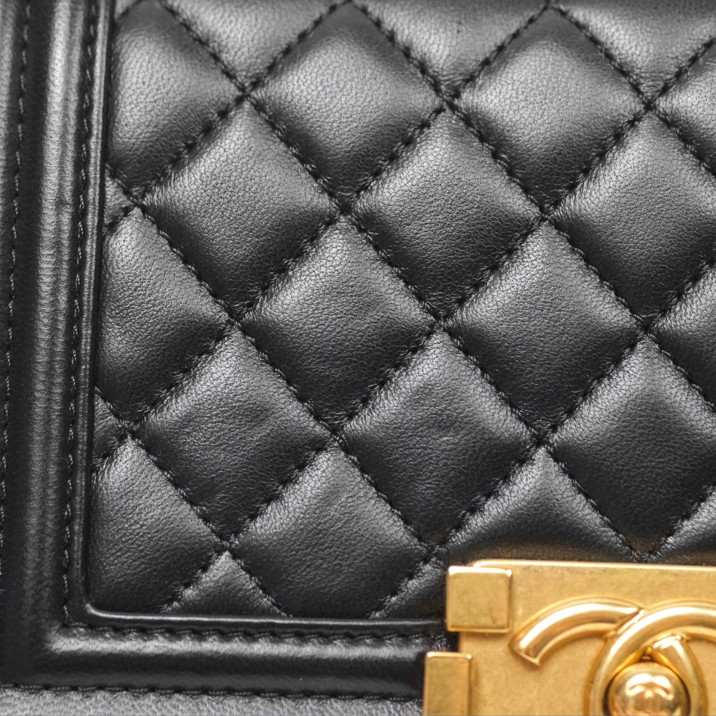 Chanel Small Boy Quilted Black Calfskin Gold Hardware