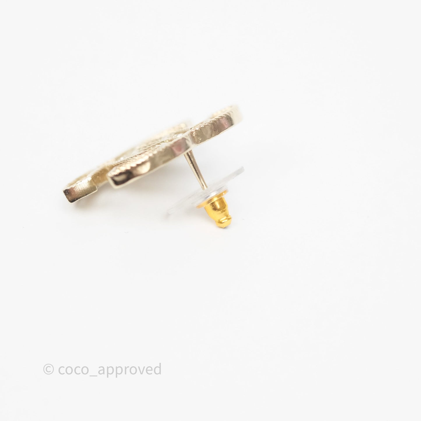 Chanel CC Crystals Pearl Earrings Gold Tone 19S