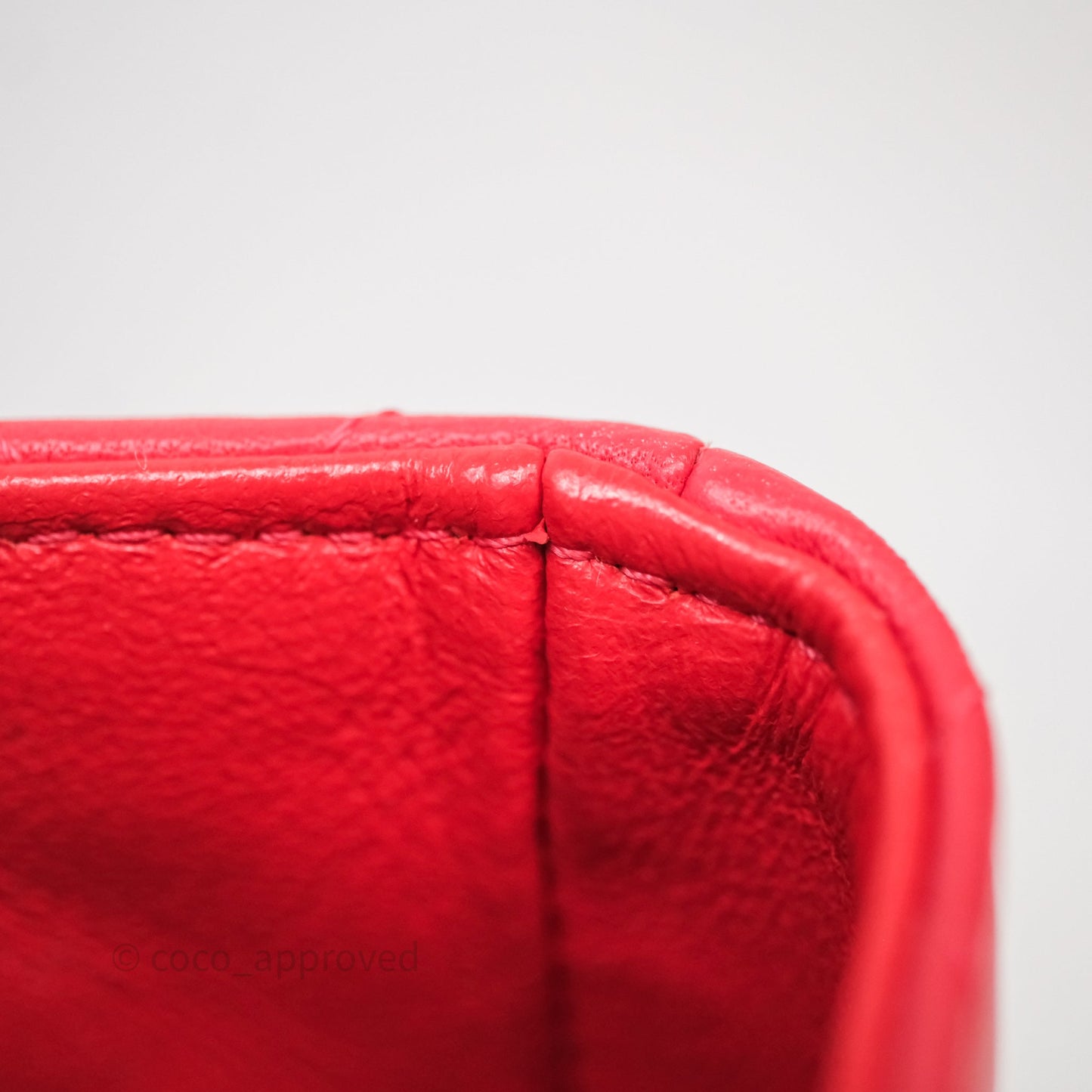 Chanel Mini Square Quilted Red Lambskin Aged Gold Hardware