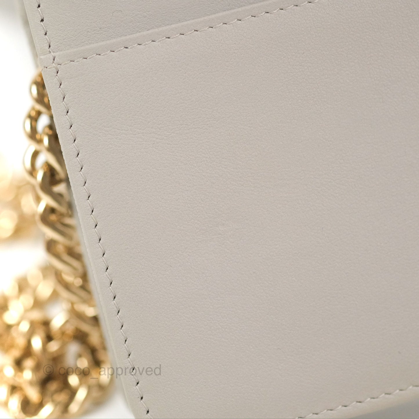 Chanel Quilted Boy Wallet on Chain WOC Light Grey Caviar Gold Hardware