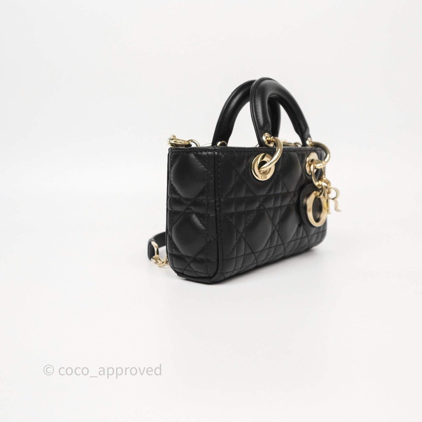 Christian Dior Lady D-Joy Micro Bag Antique Black Lambskin