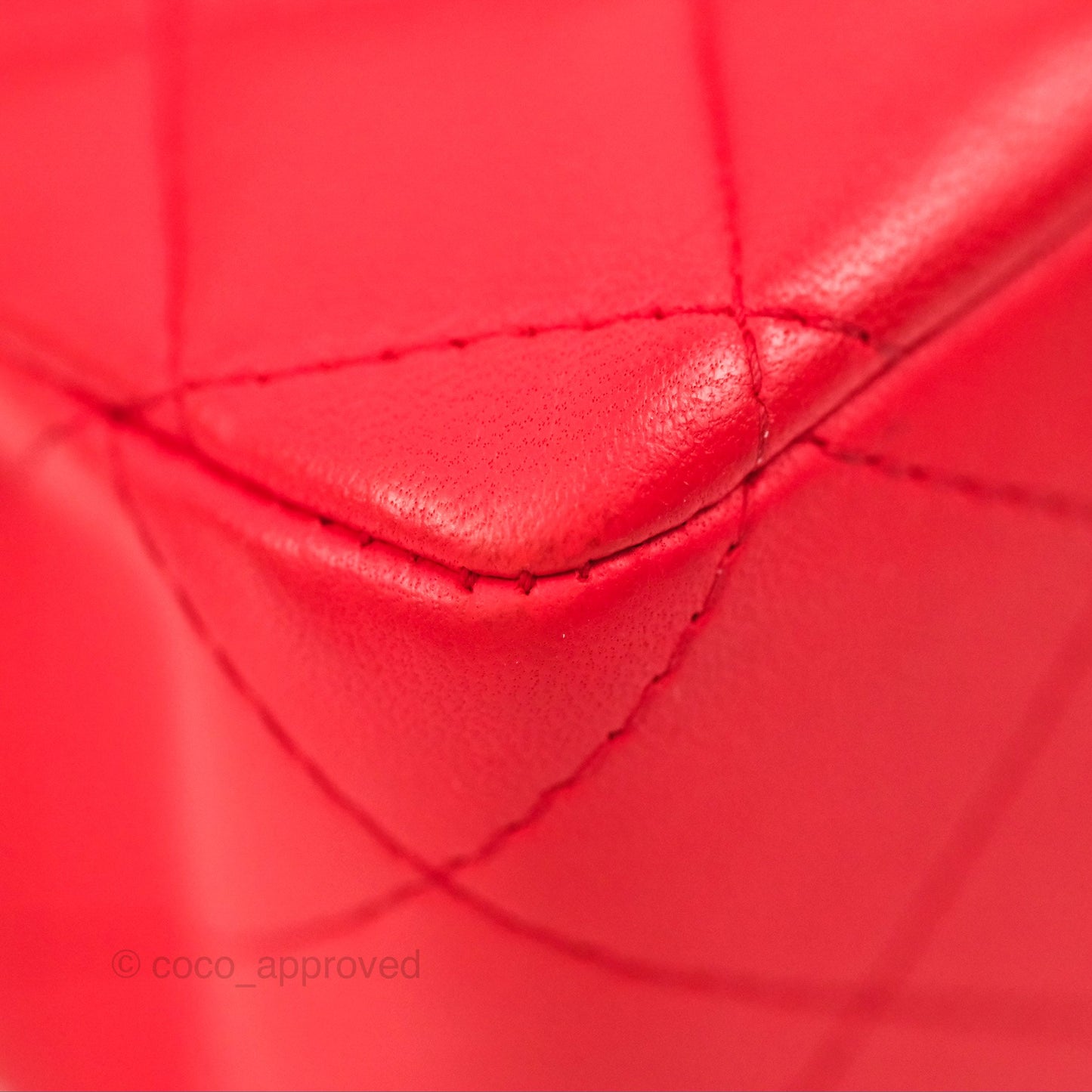 Chanel Classic M/L Medium Flap Quilted Red Lambskin Gold Hardware