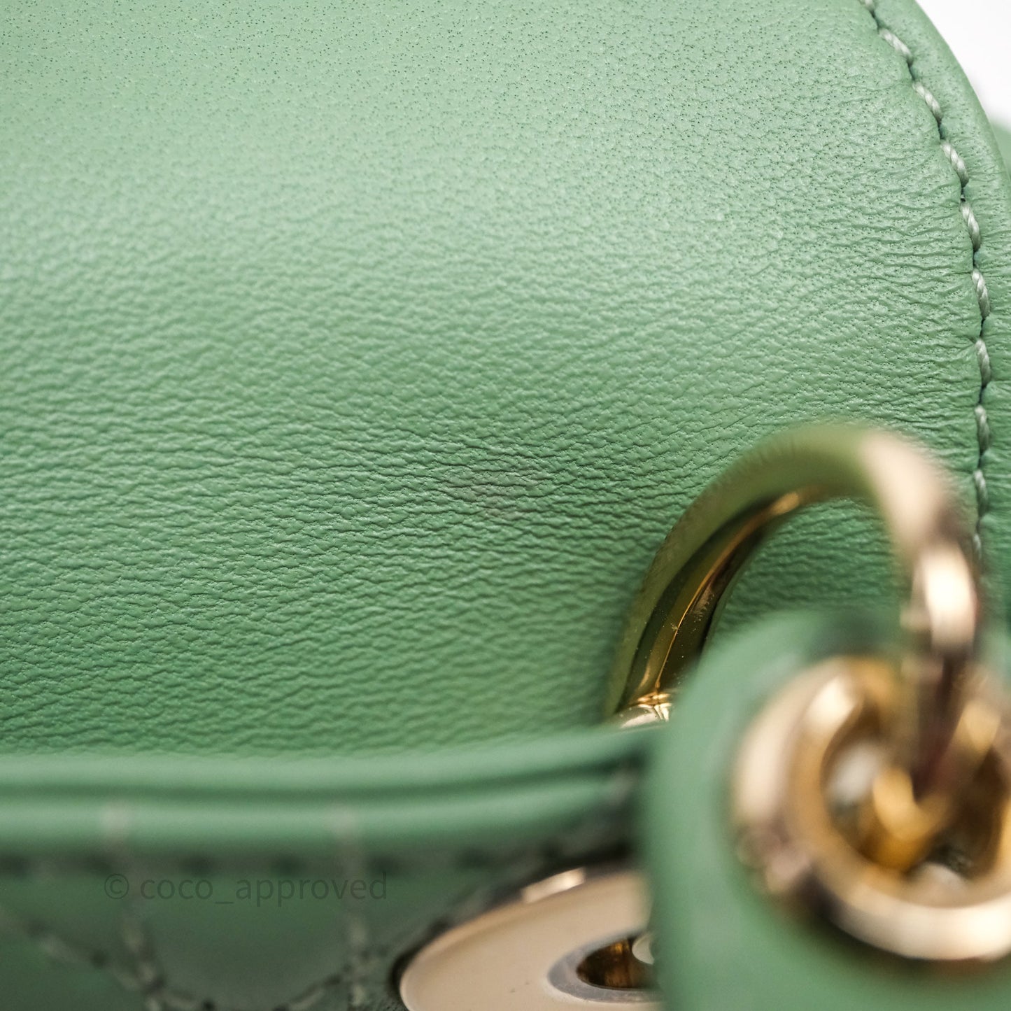 Christian Dior Micro Lady Dior Green Lambskin Cannage Gold Hardware