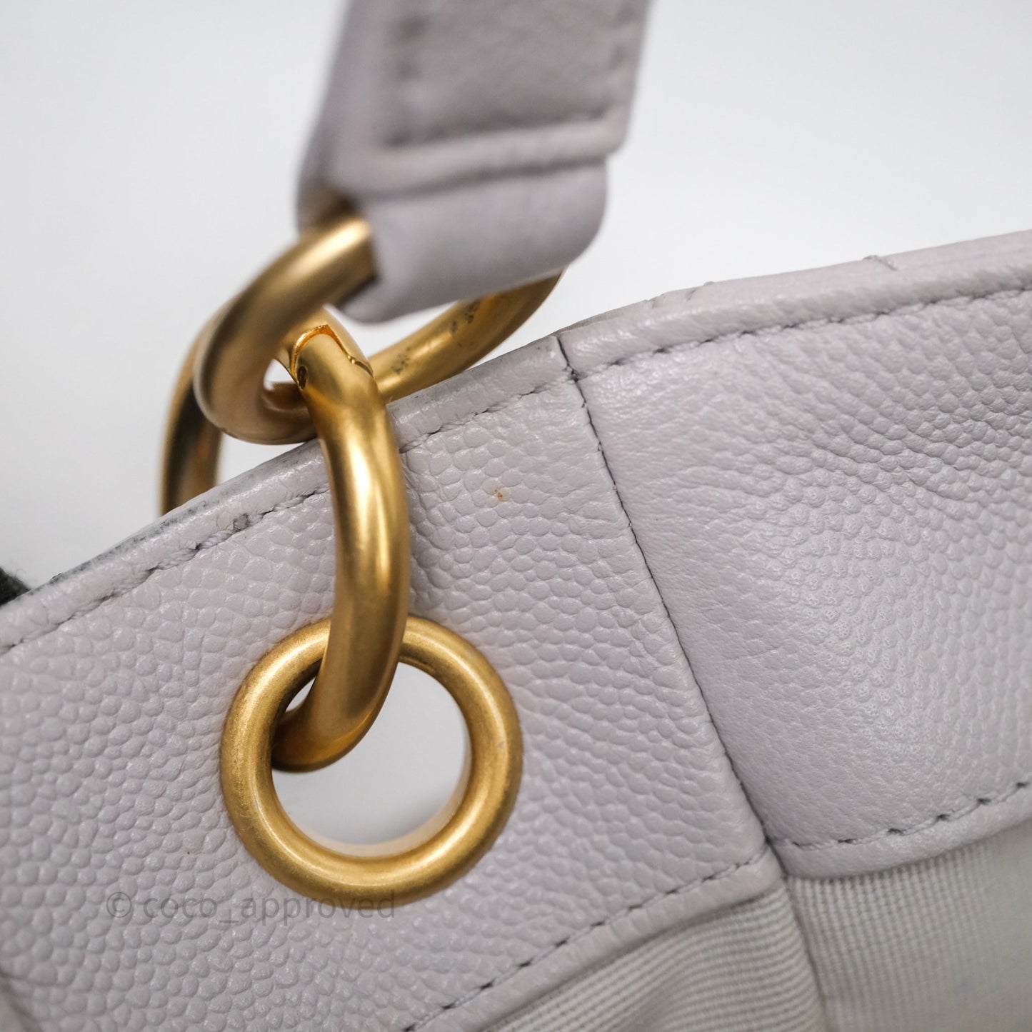Chanel Double Pocket Hobo Bag Grey Caviar Aged Gold Hardware
