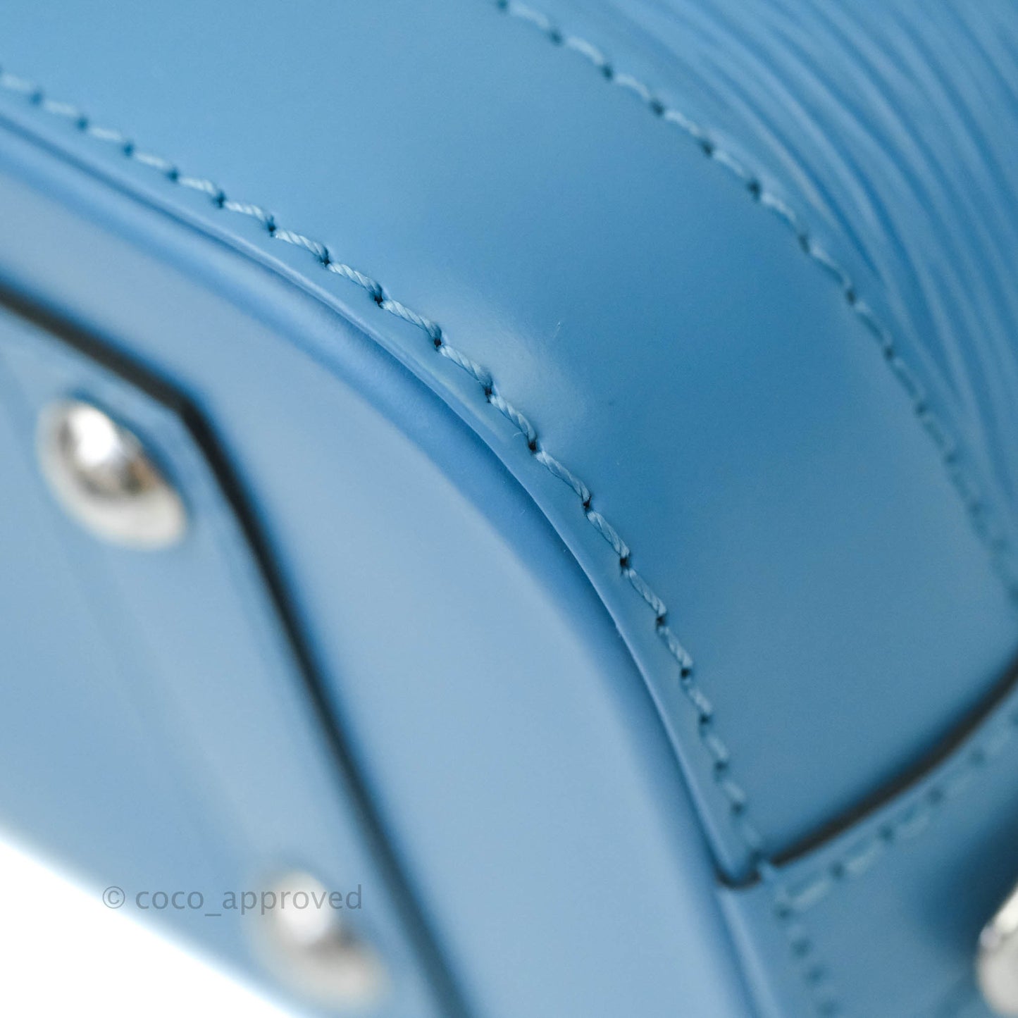 Louis Vuitton Epi Alma BB Blue with Jacquard Strap