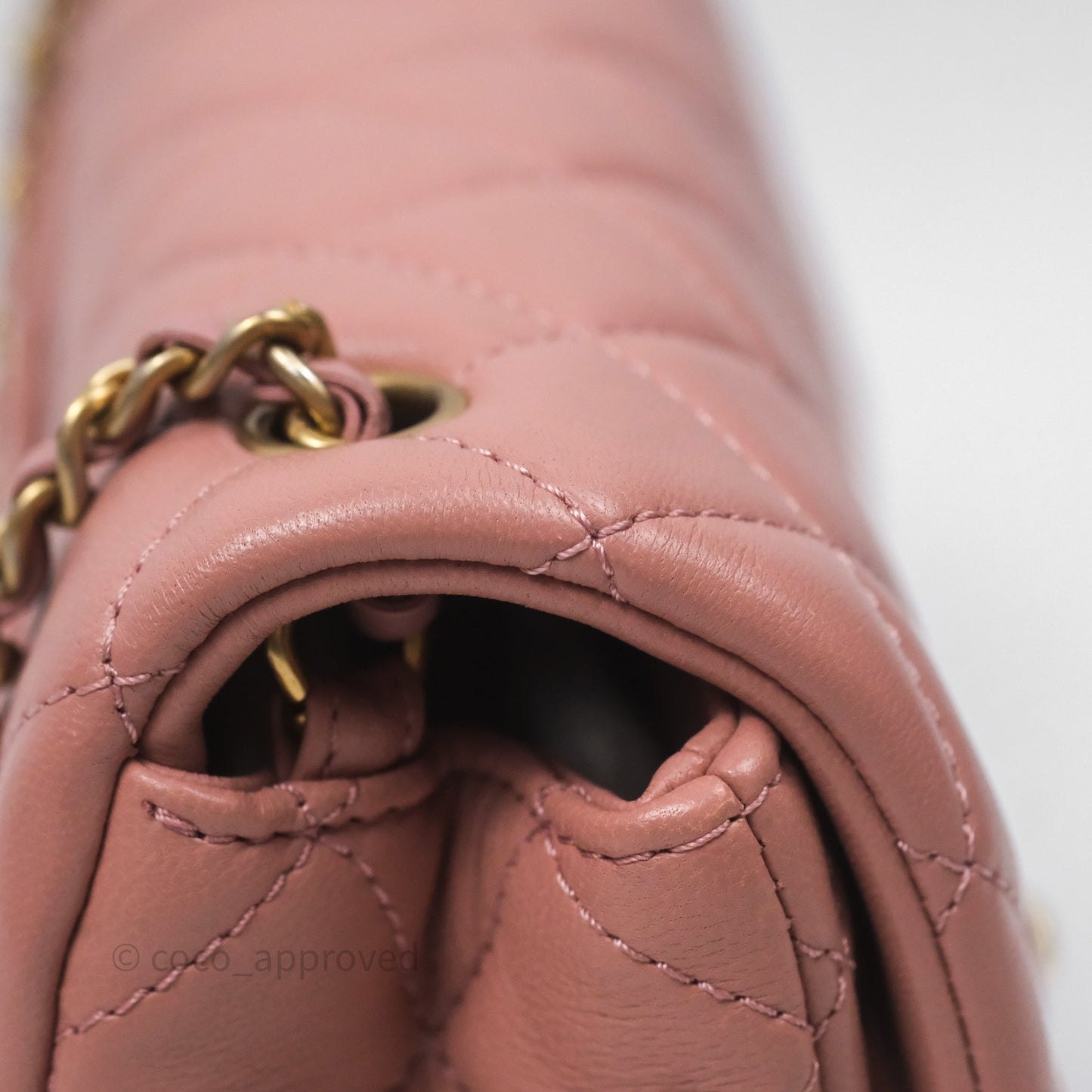 Chanel Mini Rectangular Pearl Crush Dusty Pink Lambskin Aged Gold Hardware