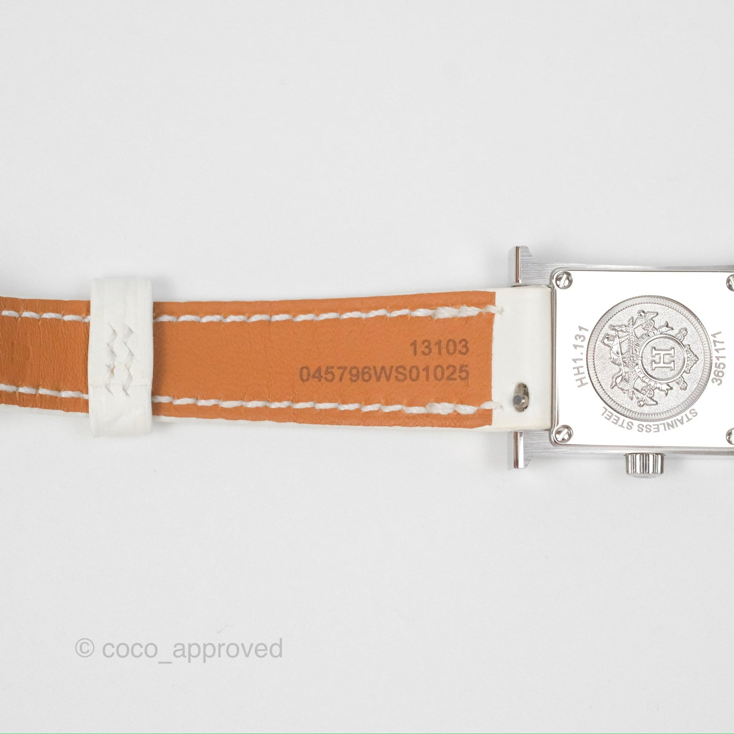 Hermes Heure H Watch Mini Diamonds White Mother-of-pearl White Alligator Leather