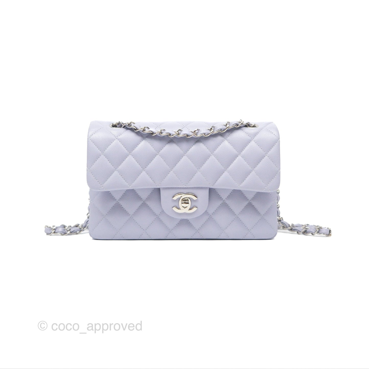 Chanel Small Classic Quilted Flap Lilac Caviar Silver Hardware 21K
