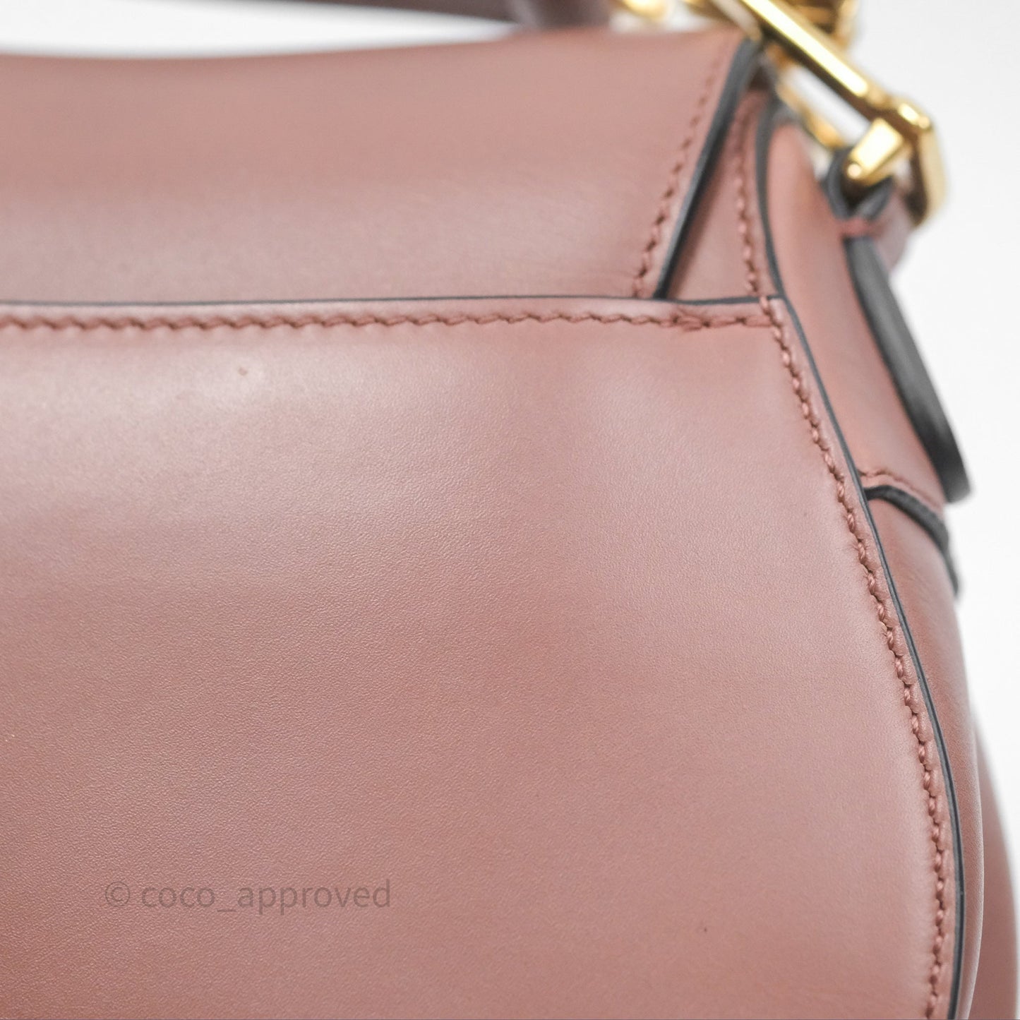 Christian Dior Mini Saddle Bag Rose Taupe Grained Calfskin Gold Hardware