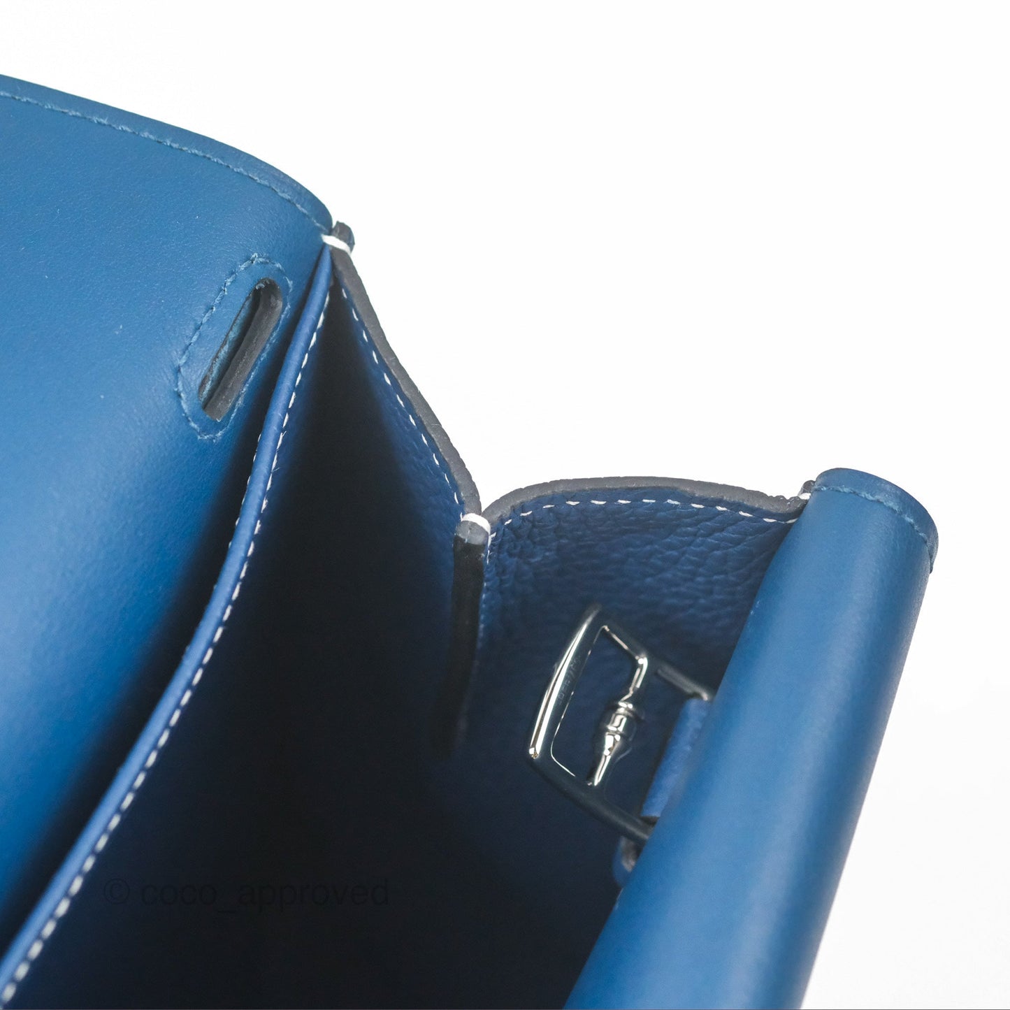 Hermès Halzan 31 Deep Blue S4 Clemence Palladium Hardware