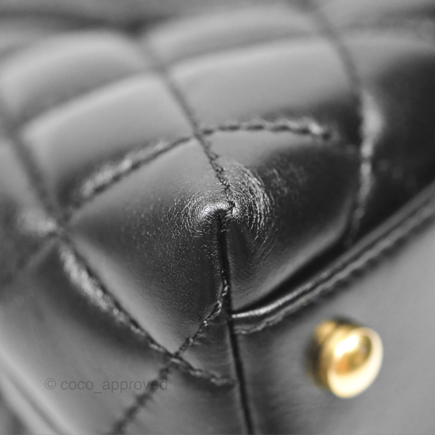 Chanel Small Coco Handle Quilted Black Calfskin Aged Gold Hardware