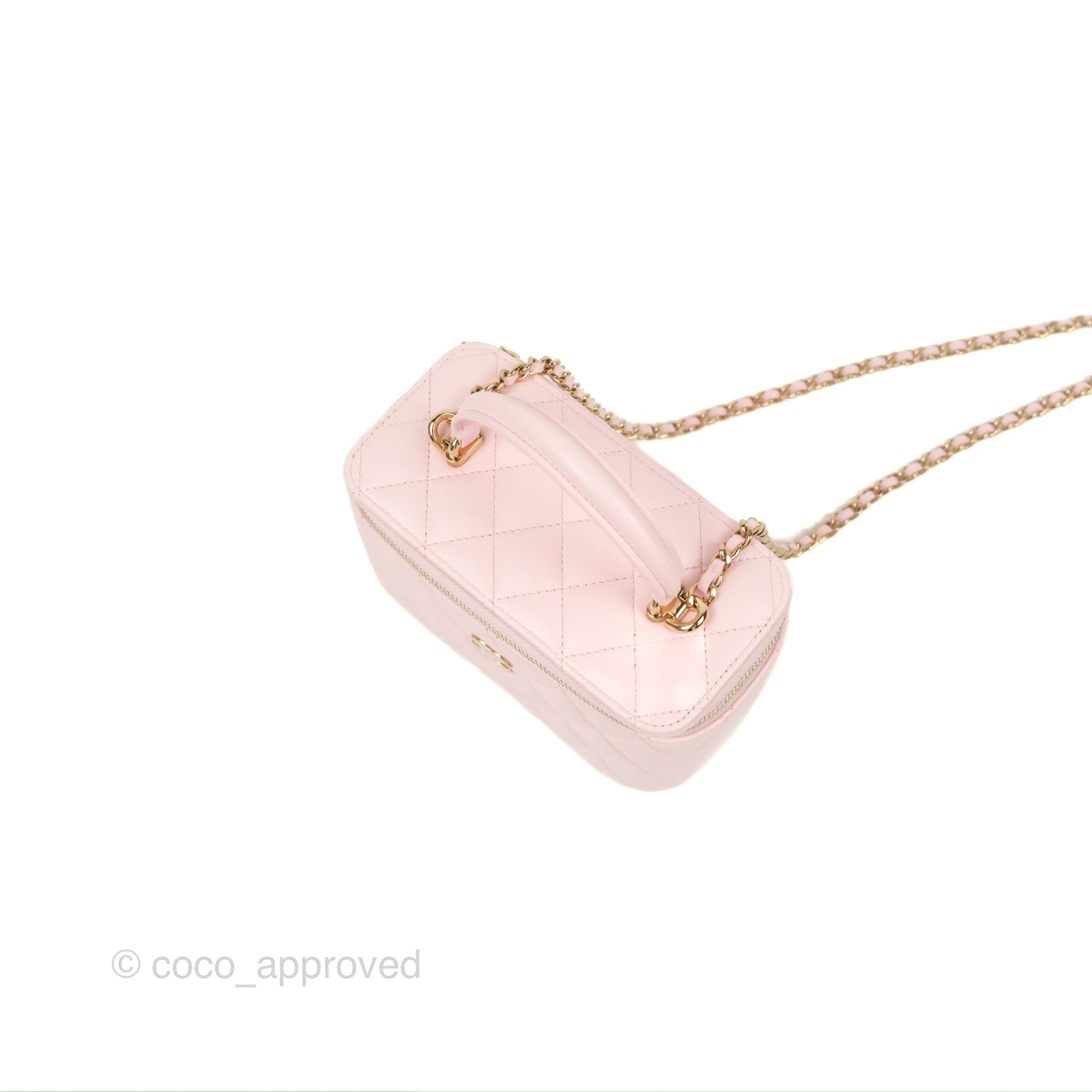 Chanel Vanity Rectangular Top Handle Pink Lambskin Gold Hardware