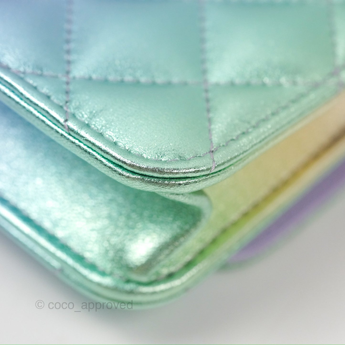 Chanel Mini WOC Phone Holder Metallic Rainbow Lambskin 24C