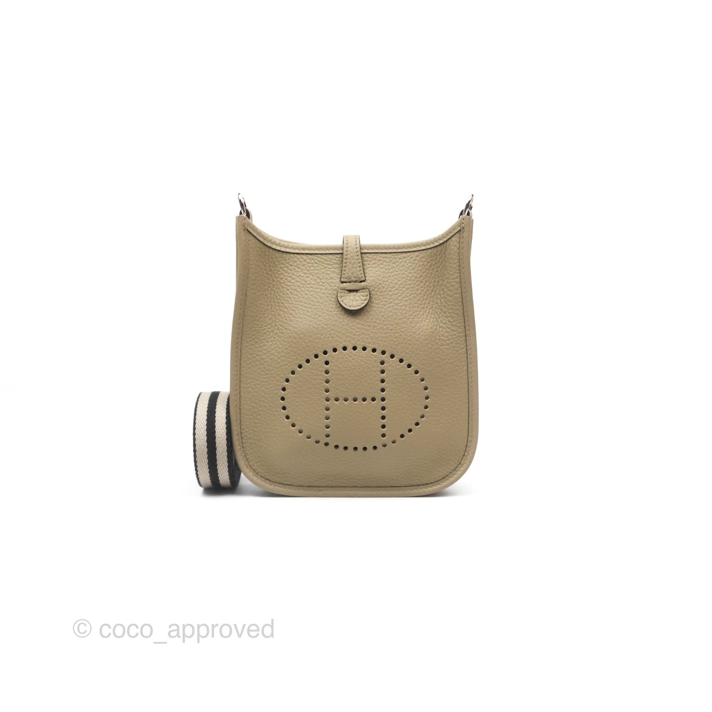 Hermès Mini Evelyne 16 Beige Marfa 8Q Clemence Palladium Hardware
