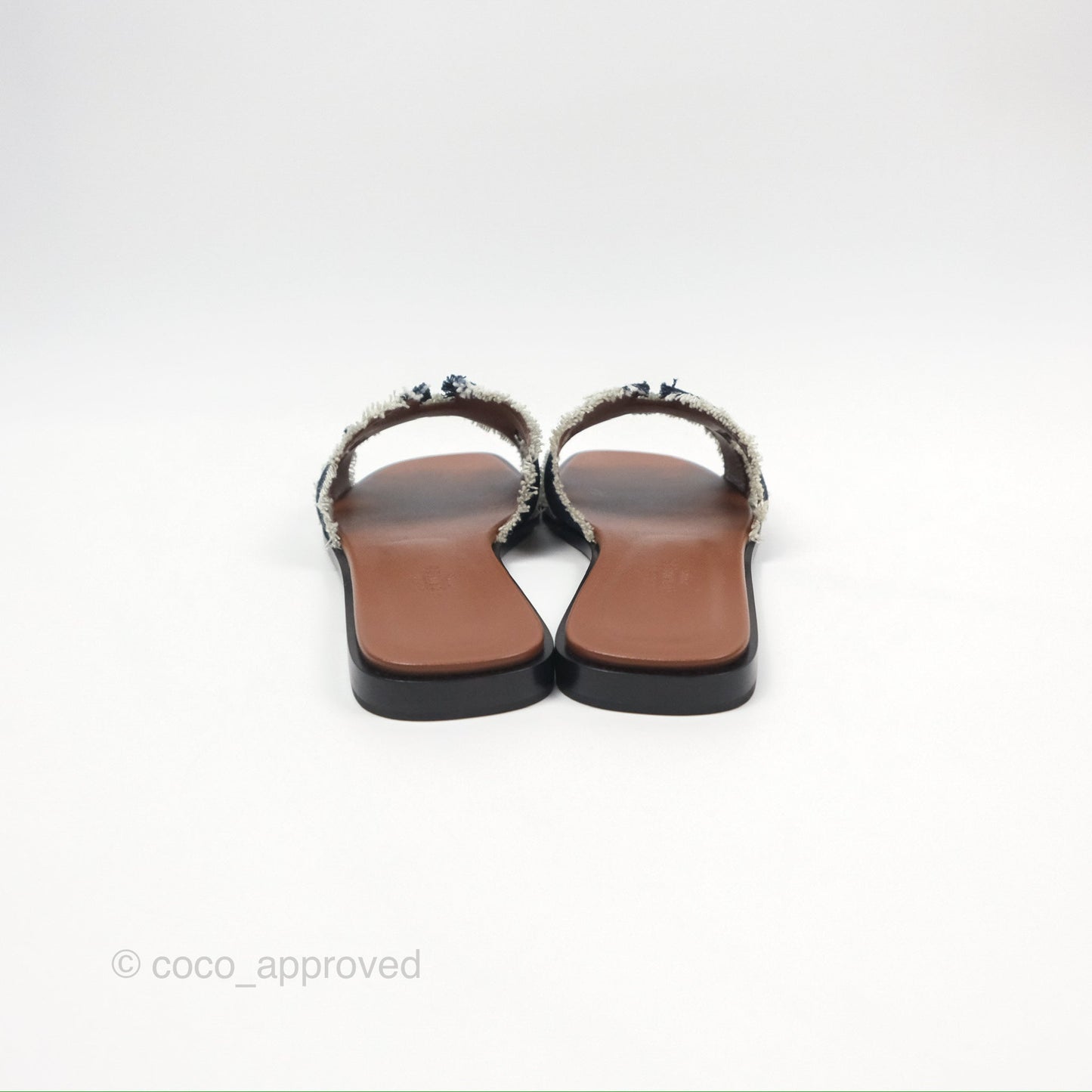 Hermès Oran Sandals in Black Denim Size 37