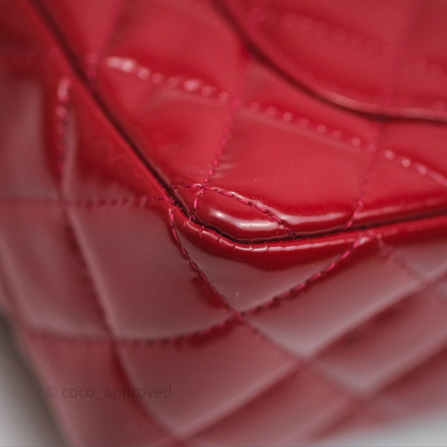 Chanel Quilted Mini Rectangular Flap Red Patent Silver Hardware