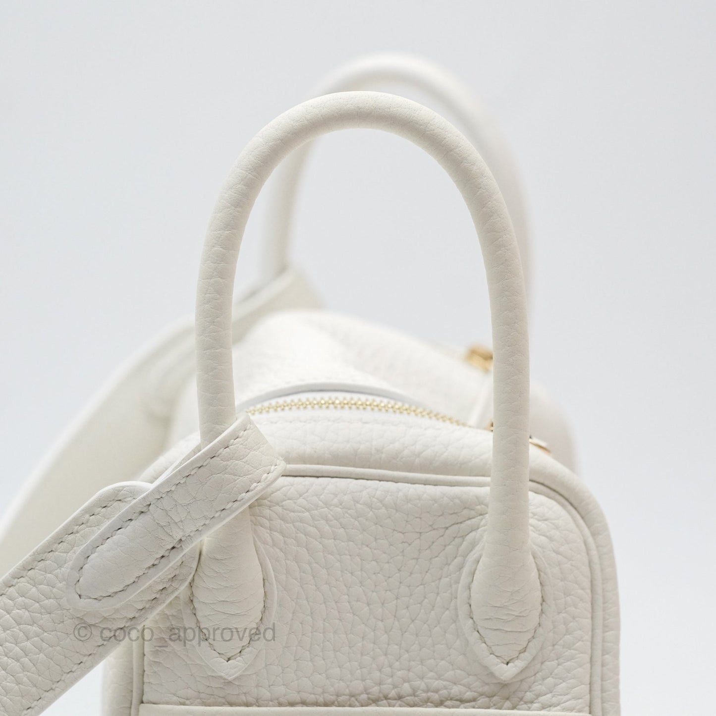 Hermès Mini Lindy 20 New White 0U Clemence Gold Hardware