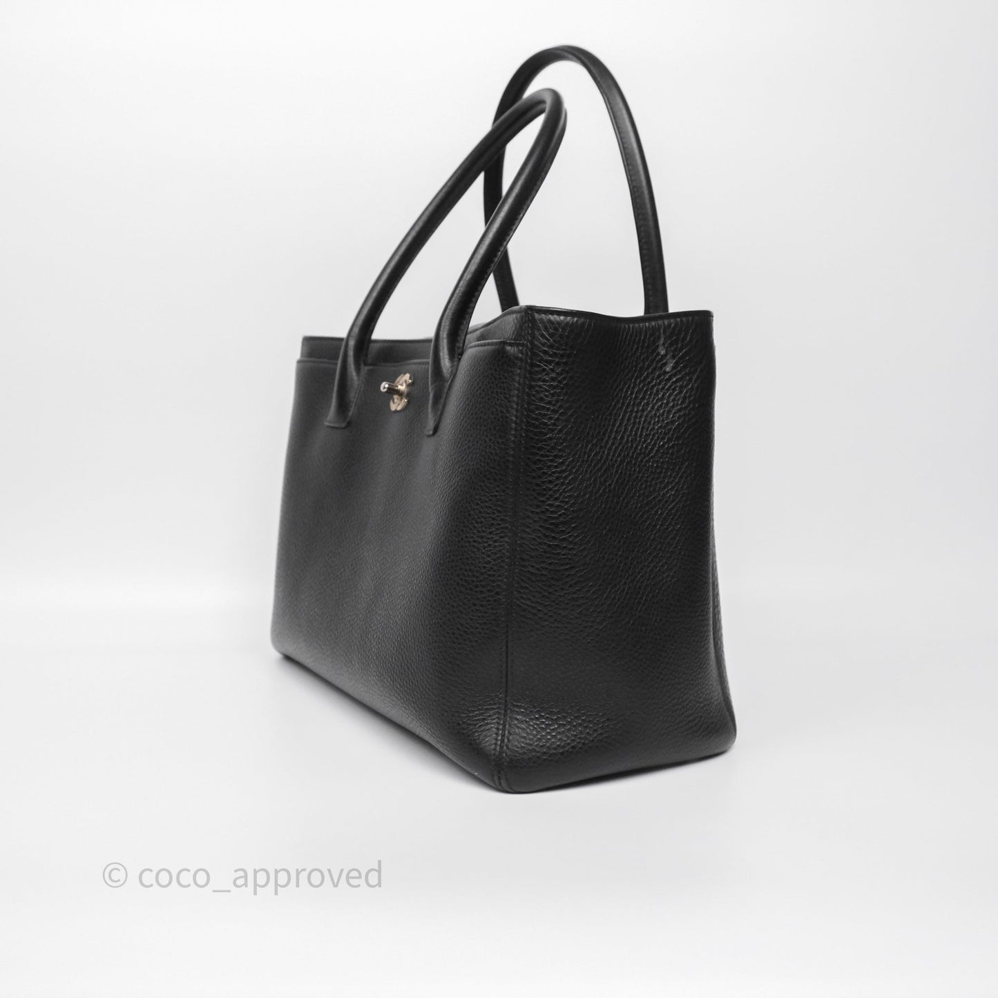 Chanel Executive Tote Bag Black Grained Calfskin Silver Hardware