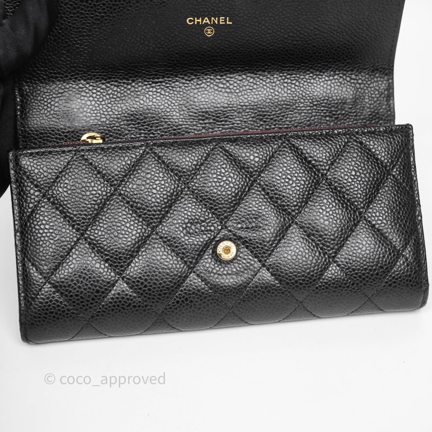 Chanel Quilted Classic Zip Long Wallet Black Caviar Gold Hardware