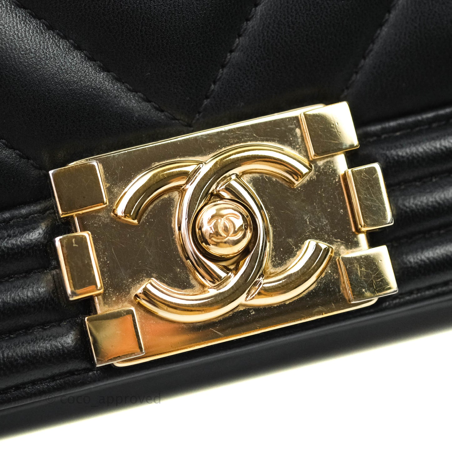 Chanel Small Boy Chevron Black Lambskin Gold Hardware