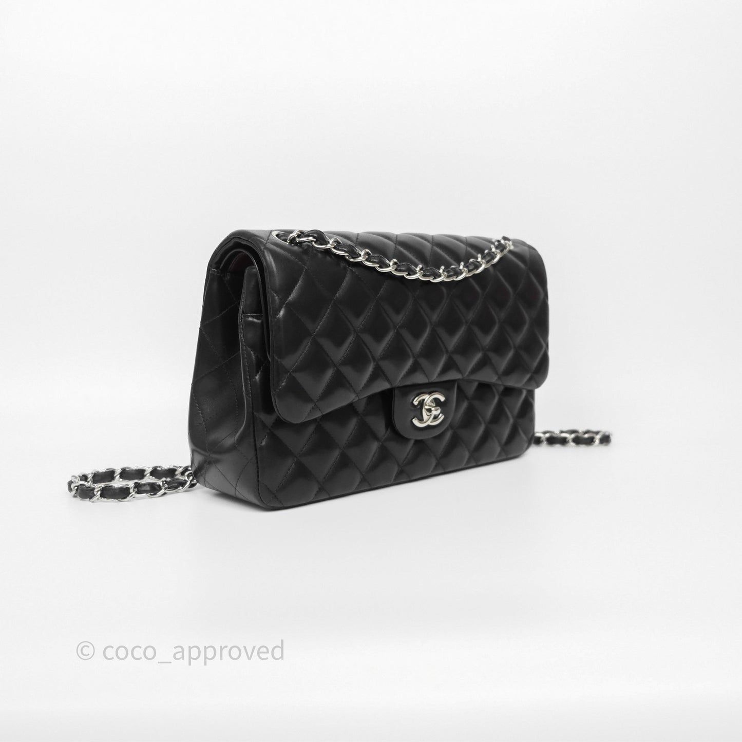Chanel Jumbo Double Flap Black Lambskin Silver Hardware⁣⁣