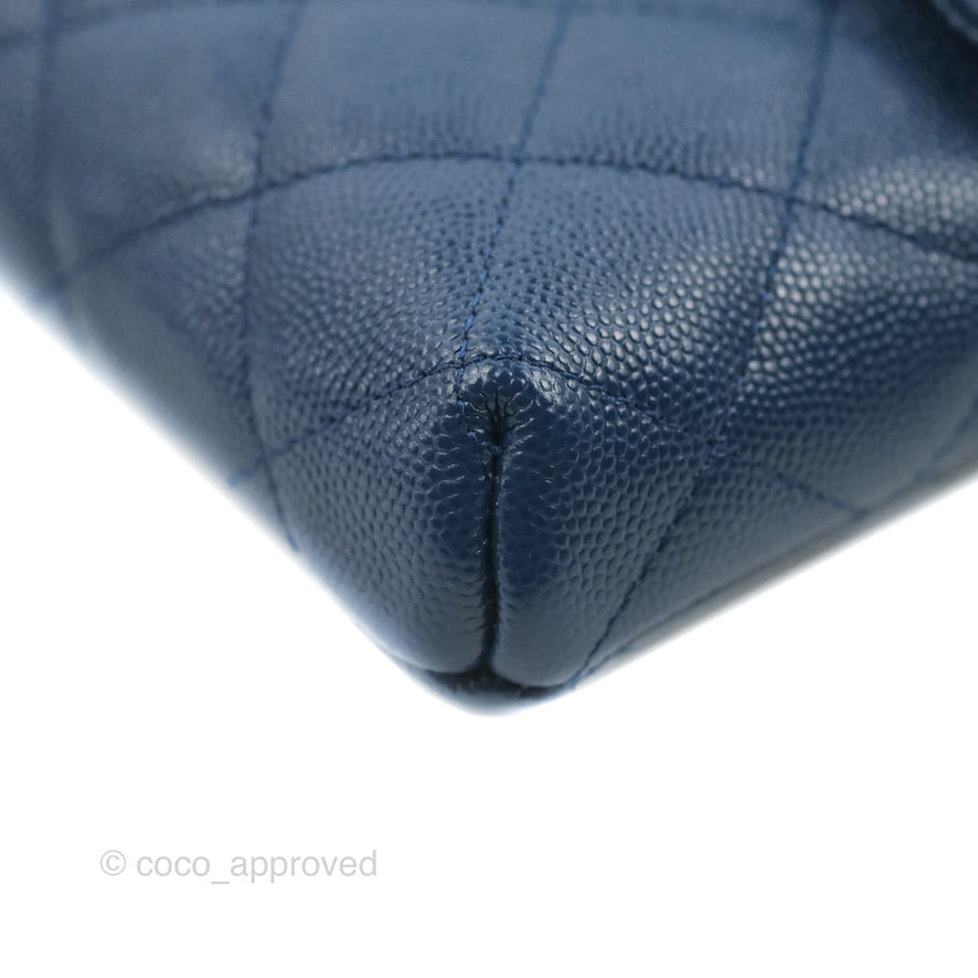 Chanel Quilted Caviar Navy Timeless Clutch Gold Hardware