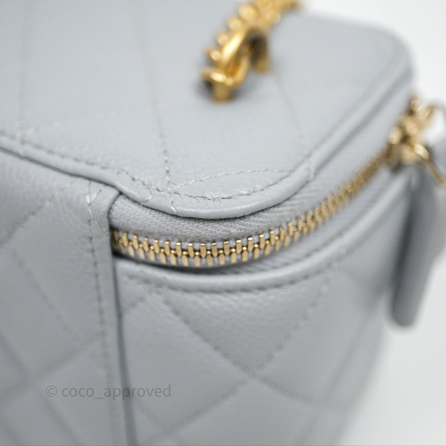 Chanel Heart Crush Vanity With Chain Grey Caviar Aged Gold Hardware