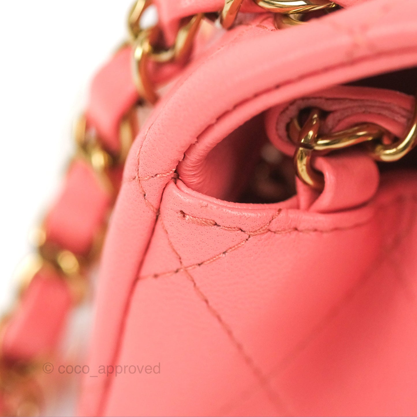 Chanel Quilted Mini Square Flap Pink Lambskin Gold Hardware