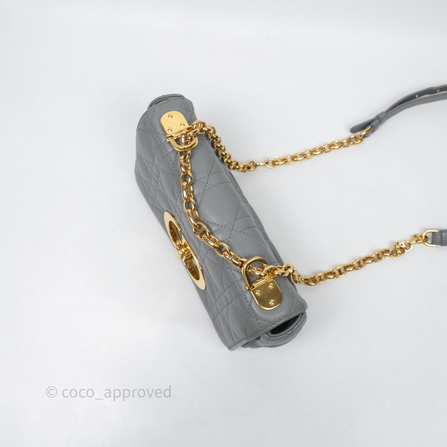 Christian Dior Small Caro Bag Stone Gray Supple Cannage Calfskin