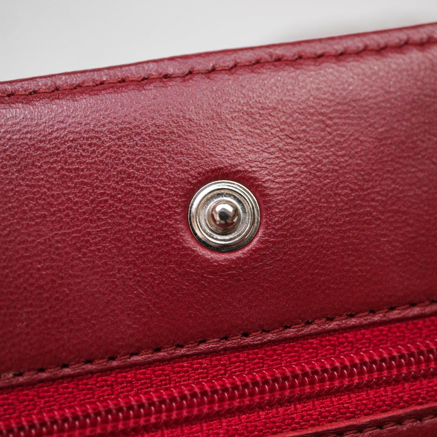Chanel Quilted Wallet on Chain WOC Red Lambskin Silver Hardware