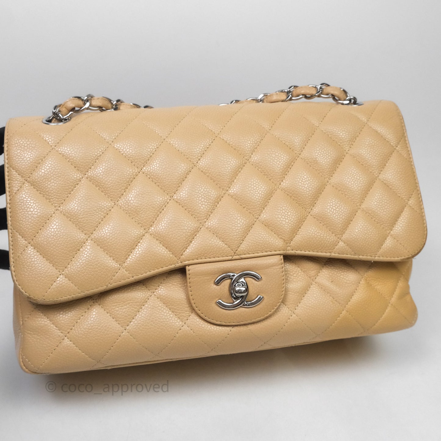 Chanel Jumbo Double Flap Beige Caviar Silver Hardware⁣⁣