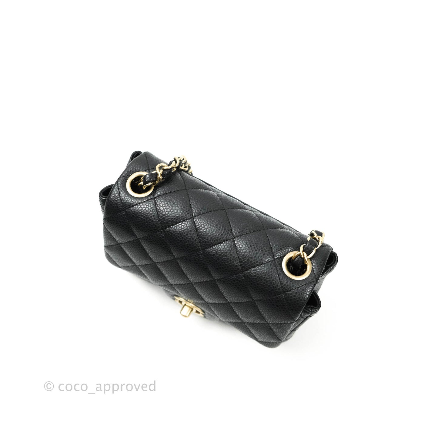 Chanel Mini Square Charcoal Black Caviar Matte Gold Hardware